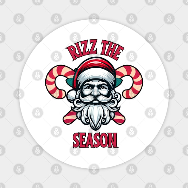 Rizz The Season, Merry Rizzmas, Funny Santa Claus face for Christmas Magnet by Creatifly Graphic Tees